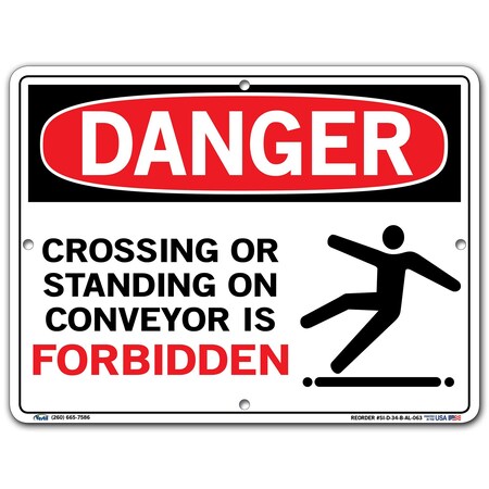 Vestil Aluminum Sign, 9-1/2" Height, 12-1/2" Width, Aluminum, Rectangle, English SI-D-34-B-AL-063